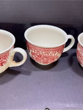 Red Floral Ceramic Teacup - Classic Home Dining